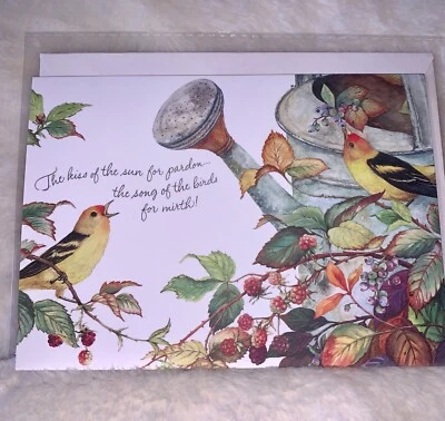 Friendship Greeting Card Watercan Yellow Birds Bible Verse - Image 1 of 4