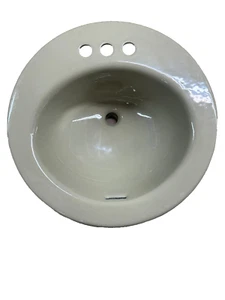 Vintage Crane Porcelain Enameled Cast Iron Sink Avocado Green- Round 19x19 - Picture 1 of 3