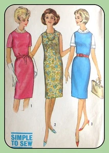 VESTIDO Misses Jumper SHIFT Talla Media 141/2 Simplicity 5409 De Colección 1964 Patrón de Costura - Imagen 1 de 4