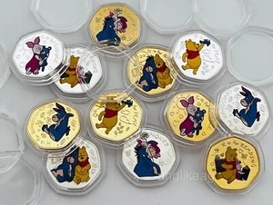 Disney - Winnie The Pooh And Friends Commemorative 50p Shaped Coins Collectables - Picture 1 of 28
