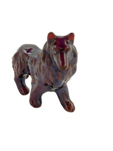 Collie Dog Figurine Brown Porcelain Cream Streaks Red Ears Lassie Japan Vintage - Picture 1 of 7