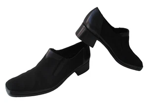 RANGONI BLACK LEATHER FABRIC LOAFERS WOMEN'S SIZE US 7.5 AAAA HOT MADE IN ITALY - Picture 1 of 10