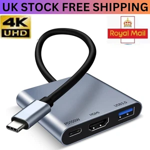 3 in1 Type C to USB-C 4K HDMI USB 3.0 Hub Adapter Cable Lead MacBook Samsung UK - Picture 1 of 7