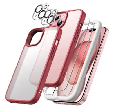5 in 1 Matte Case for 6.1" iPhone, Translucent Back Shockproof Phone Cover - Image 1 of 4