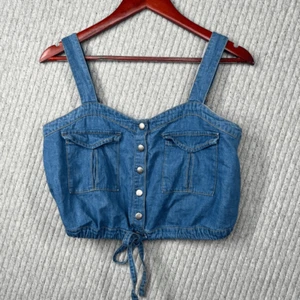 Top corto Free People Denim Palm Desert para mujer XS de gran tamaño hippie boho occidental - Imagen 1 de 6