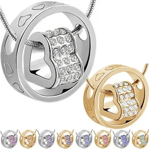 Herzkette Zirkonia Silber Halskette Herzform Damenkette Ring Collier Liebe Gold - Bild 1 von 11