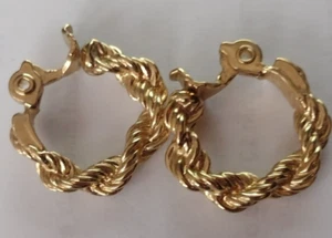 Monet Vintage Twisted Rope Hoop Clip Earrings - Picture 1 of 5