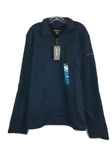 Eddie Bauer Mens Sweater Fleece Quarter Zip Pullover XXL Heather Dress Blues - Picture 1 of 8