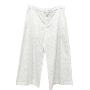 Red Valentino Eyelet Wide Leg Cropped Pants Size 44 White Cotton NWOT - Picture 1 of 10