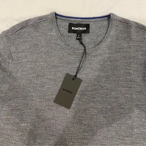 Bonobos Men’s Washable Merino Crew Neck Sweater in Gray, Medium - Picture 1 of 11