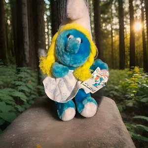 Pitufina Pitufo 1981 Peyo Wallace Berrie & Co. Juguete de peluche de 10" pulgadas con etiquetas - Imagen 1 de 5