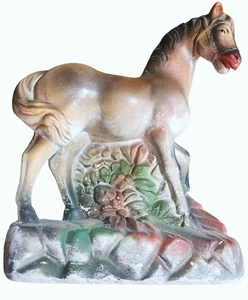 Vintage 1950er Pferd Kreidegeschirr Karneval Preis Statue Sammlerstück Dekor 10" hoch - Bild 1 von 8