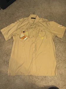 COOGI (2XL) Beige Embroidered Logo Button Down Casual Shirt* Mens/Women Look! - Picture 1 of 10