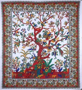 Tapestry Tree of Life Wall Hanging Psychedelic Tapestries Indian Cotton Bedsprea - Picture 1 of 6