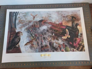 Harry Potter Poster Cast Signed x 5 Jason Isaac Oliver + James Phelps Tom Felton - Picture 1 of 8