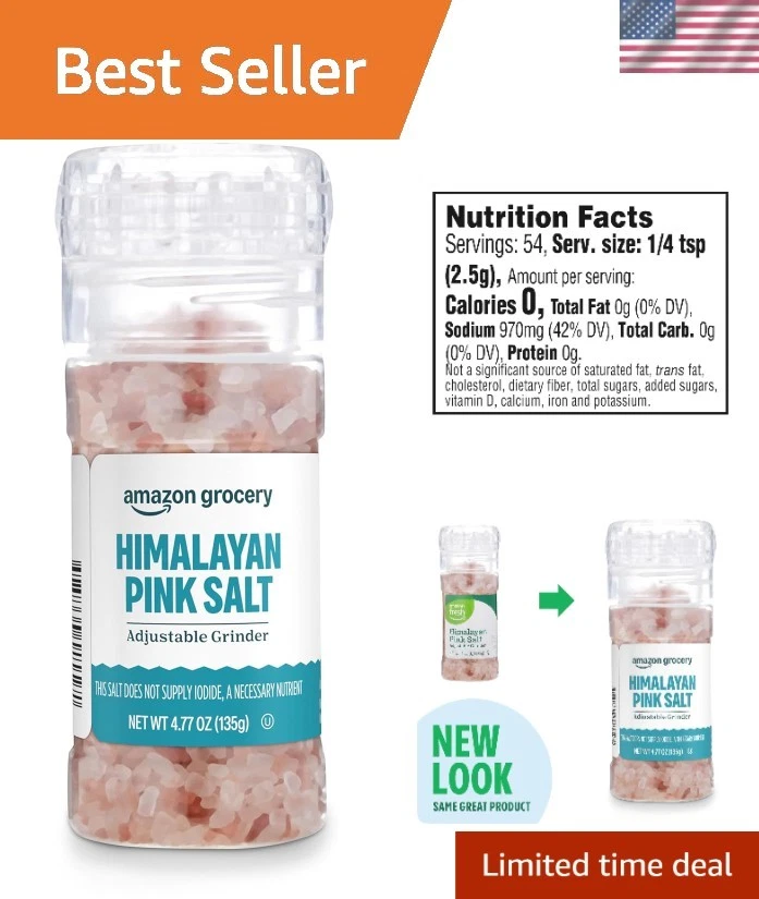 Amazon Fresh Pink Himalayan Salt Grinder 4.77 Oz