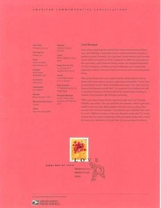 #0504 37c Love Bouquet Stamp #3898 USPS Souvenir Page - Picture 1 of 1