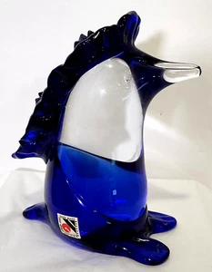 Svoboda Karlov Sculptural Art Glass, Czech Republic, Cobalt Blue & Clear, RARE - Picture 1 of 13