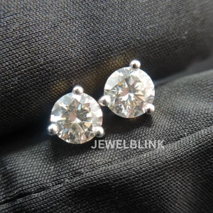 2 CT D/VVS2 Round CVD Lab Grown Diamond 14K Gold Solitaire Stud 4 Christmas Gift - Picture 1 of 16