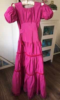 Antiguo VESTIDO DE FIESTA DE TERCIOPELO con mangas abullonadas de tafetán violeta de los años 30 Waltzlite XS Foto 1 de 4