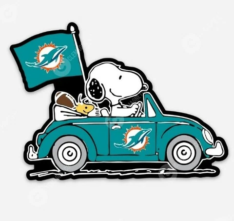 Miami Dolphins MAGNET - Die Cut Sno Cartoon car NFL Football Hill Cover