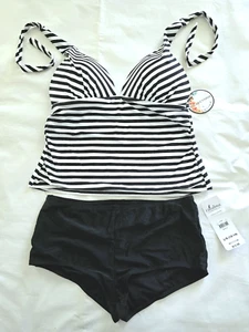 Collection By Catalina Women Sz Large 12-14 Swimsuit Tankini Top Boyshort Bottom - Picture 1 of 16