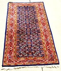 Alfombra vintage Estate Find hecha a mano? Alfombra geométrica oriental de lana 31"x5' origen de ayuda - Imagen 1 de 17