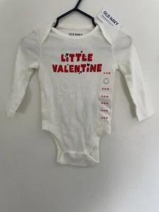 Old Navy Baby Girls Little Valentine 100% Cotton Long Sleeve Bodysuit White 3-6M - Picture 1 of 3