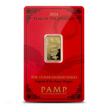 2024 5 Gram PAMP Suisse Lunar Legend Azure Dragon Gold Bar (New w/ Assay)