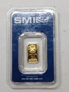 1-Gram Fine Gold Bullion Bar (999.9 Au) SECURITY SEALED SMI Assay Card - Picture 1 of 2