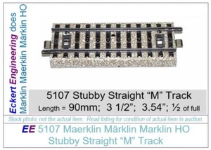 NEW 5107 Märklin HO Stubby "M" Track 1/2 Straight, 90mm, Tested: below 0.1 Ohms - Picture 1 of 5
