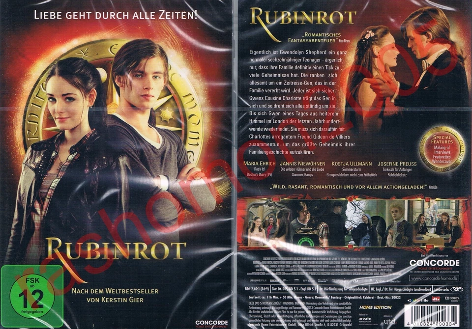 DVD RUBINROT RUBY RED (2013) Maria Ehrich Kerstin Gier Teen Fantasy Region 2 NEW - Image 1 of 1