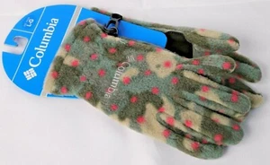 Columbia Youth Fast Trek Fleece Gloves, Timberwolf, Large Pink dots over camo - Picture 1 of 4
