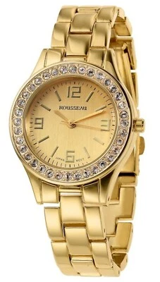NUEVO Reloj Pulsera Rousseau 9056 Rene Swarovski Bisel Tono Oro Amarillo Foto 1 de 3