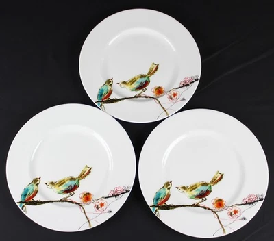 Set Of 3 Chirp by LENOX Simply Fine Bone China Dessert Salad 9 1/4" Plates EXC. - Image 1 of 4