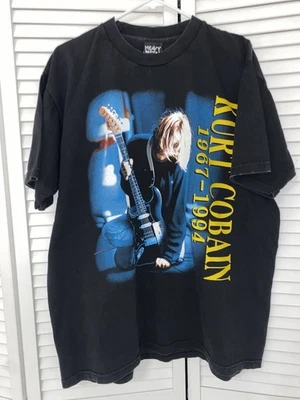 Camisa vintage Kurt Cobain doble cara etiqueta de metal pesado XL Foto 1 de 4
