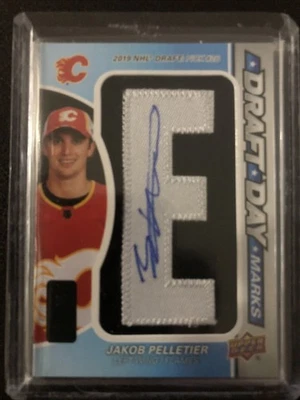 2023-24 UD SP Game Used Draft Day Marks Auto RPA DDM Jakob Pelletier Flames /35 - Image 1 of 2
