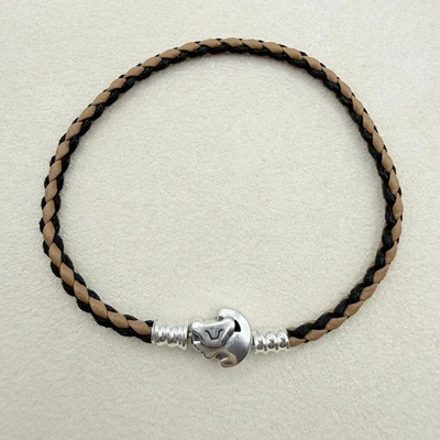 Pulsera Pandora Disney Rey León Cierre Momentos Cuero Trenzado Talla 8.1 Foto 1 de 4