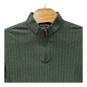 Mizzen+Main KPI Performance Golf 1/4 Zip Men's Large Spruce Green Herringbone - Picture 1 of 9