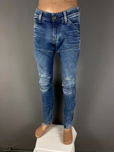 G Star Raw 5620 3D Super Slim Jeans Mens 29x32 Blue Moto Double Knee Stretch - Picture 1 of 14