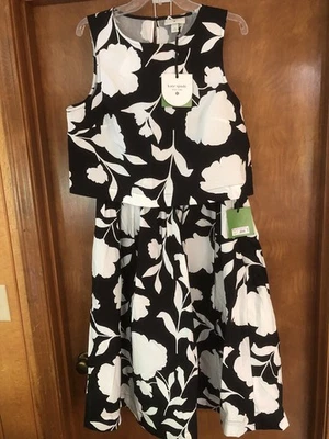 Kate Spade Black And Cream Floral Midi Skirt with Matching Top Medium NWT SET - Image 1 of 4