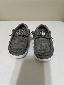 Hey Dude Wally Youth Stone Linen Size K 10 Comfort Casual Shoes Slip On Kids - Picture 1 of 7