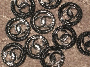 CHANEL 10 DARK  SILVER  CC LOGO BUTTON  17  MM/ UNDER 3/4''   NEW LOT 10 - Picture 1 of 9