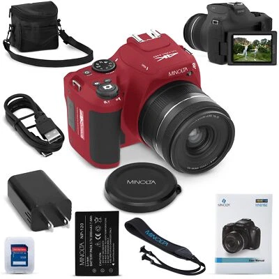 Minolta ProShot 64MP Digital Camera – 10x Optical Zoom, 4K Ultra HD Video (Red) - Image 1 of 4