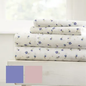 Kaycie Gray Fashion Premium Soft Floral Pattern 4 Piece Bed Sheet Set - Picture 1 of 3