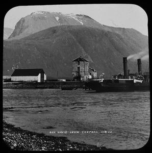 Magic Lantern Slide BEN NEVIS FROM CORPACH C1890 PHOTO SCOTLAND PADDLE STEAMER - Foto 1 di 2