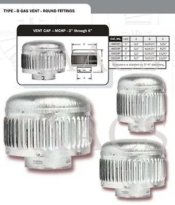 METAL-FAB MCHP 3" 4" 5" SureLock ROUND B VENT HIGH WIND VENT CAP FREE DEAL - Picture 1 of 3