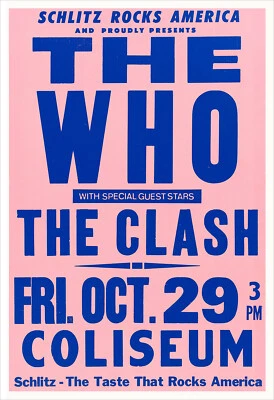 The Who and The Clash 1982 concert poster print - Image 1 of 2