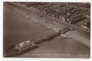Brighton Aeroplane View Of West Pier Wardell Aerial View Real Photo Postcard - Picture 1 of 2