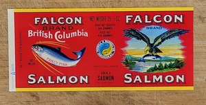 ADVERTISE Label Can Falcon Salmon Powell & Russell  Vancouver BC Canada - Picture 1 of 1